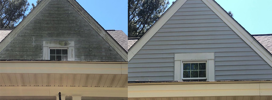Exterior home cleaning before and after
